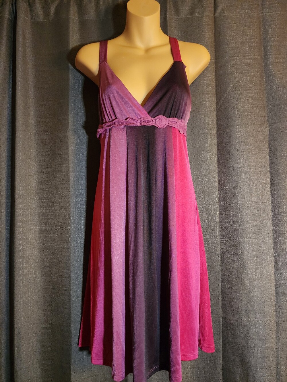 Khaki Krew Pink Purple Ombré Cross Back Dress L
